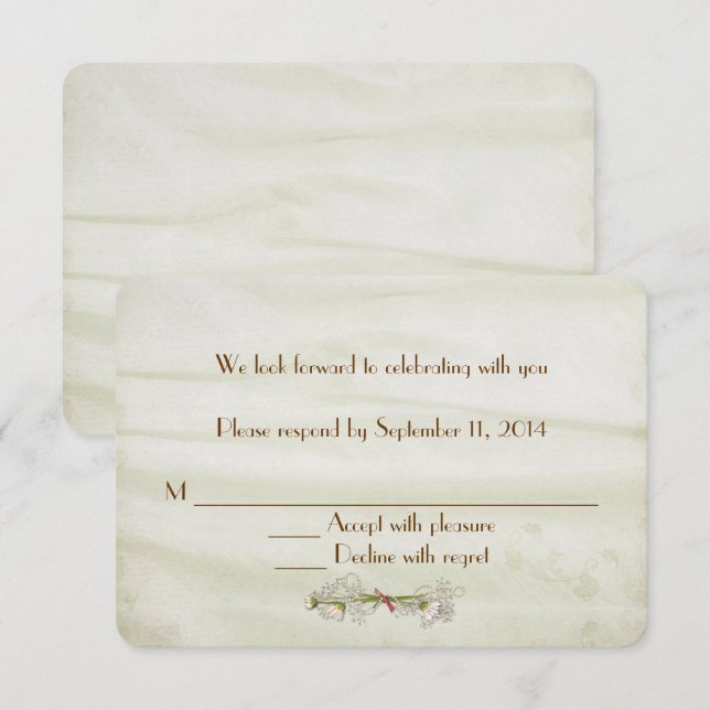 Wedding Silk with Daisies RSVP Invitation (Front/Back)