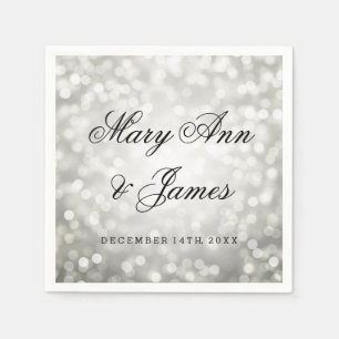 Wedding Silver Glitter Lights Napkin