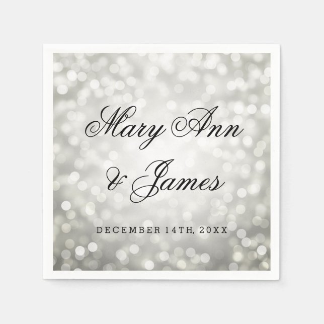 Wedding Silver Glitter Lights Napkin (Front)