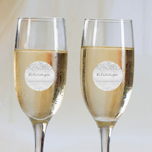 Wedding silver glitter this drink belongs to classic round sticker
