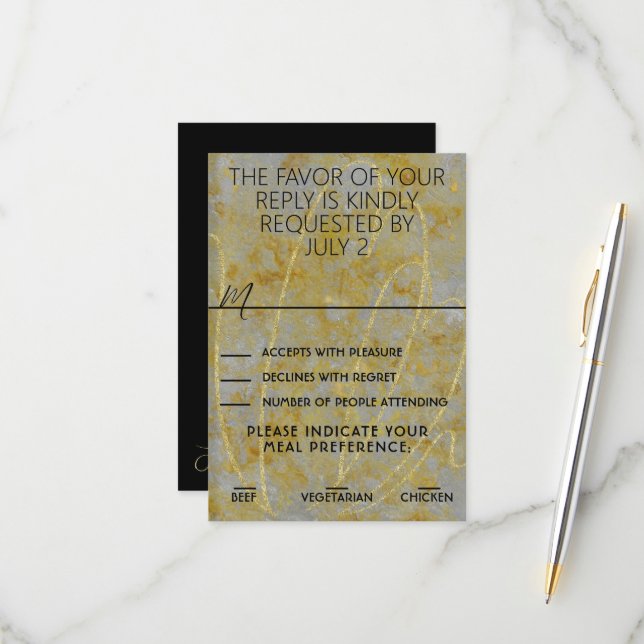 Wedding Silver Lining RSVP Card (Front/Back In Situ)