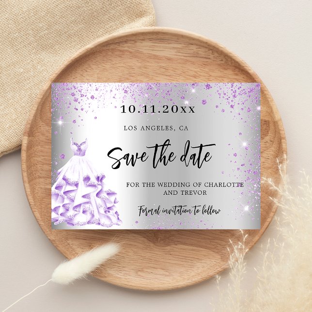 Wedding silver purple dress save the date (Creator Uploaded)