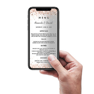 Wedding silver rose gold menu card