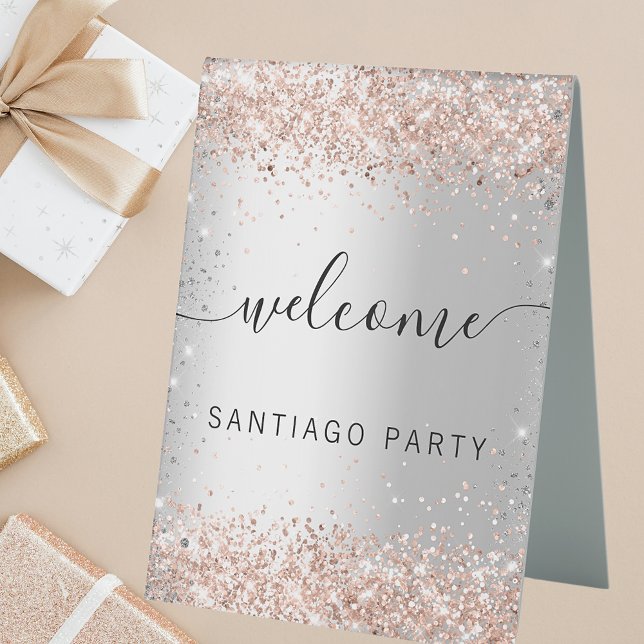 Wedding silver rose gold name script welcome (Creator Uploaded)