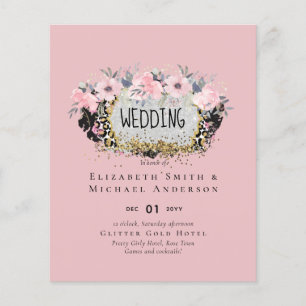 WEDDING - Silver Rosegold Floral Girly Glitter