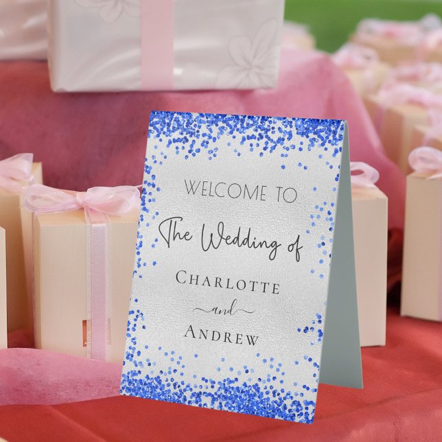 Wedding silver royal blue confetti welcome (Creator Uploaded)