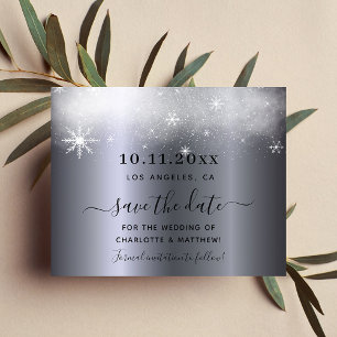 Wedding silver snow budget save the date flyer