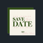 Wedding simple and modern green and pink save the date<br><div class="desc">Introducing our wedding Save the Date cards, designed with a simple and modern green and pink theme. These cards are the perfect way to announce your upcoming wedding and set the tone for your special day in a fresh and vibrant way. Our green and pink Save the Date cards feature...</div>