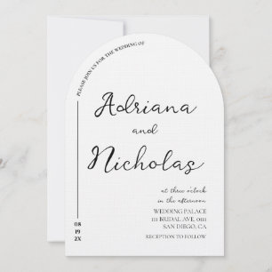 Wedding Simple Black & White Arch Shaped Invitation