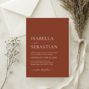 Wedding Simple Burnt Sienna Invitation