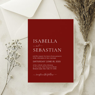 Wedding Simple Dark Red Invitation