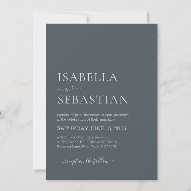 Wedding Simple Dark Slate Gray Invitation (Front)