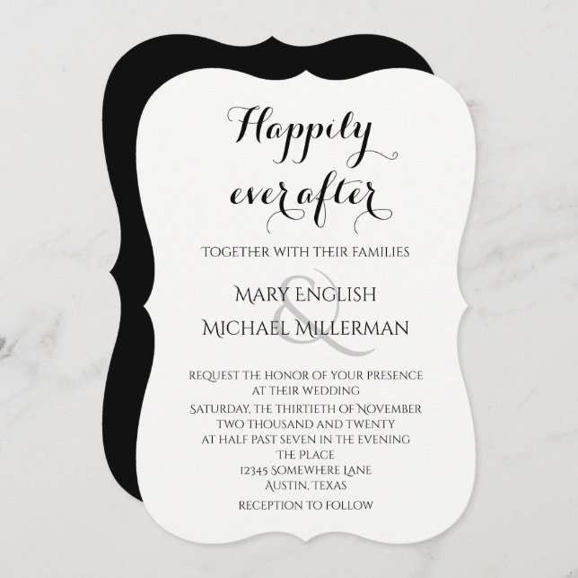 Wedding Simple Elegant Happily Every After Invitation (Front/Back)
