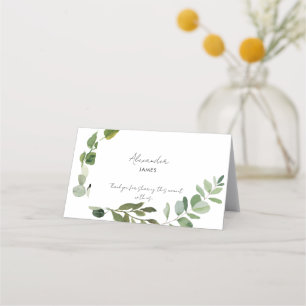 Wedding Simple Foliage Custom Elegant Place Card