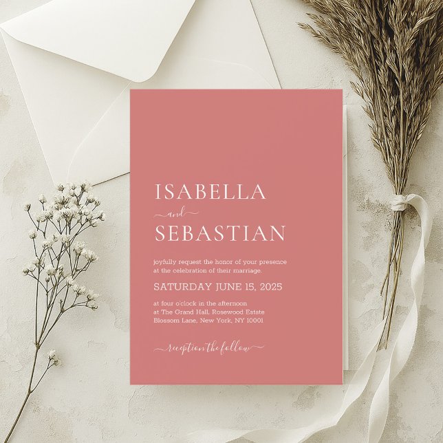 Wedding Simple Light Coral Invitation (Creator Uploaded)