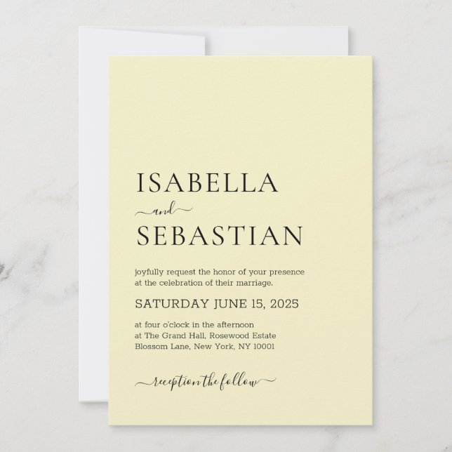 Wedding Simple Light Khaki Invitation (Front)