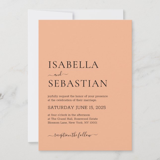 Wedding Simple Light Salmon Invitation (Front)