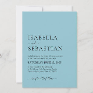 Wedding Simple Light Sky Blue Invitation
