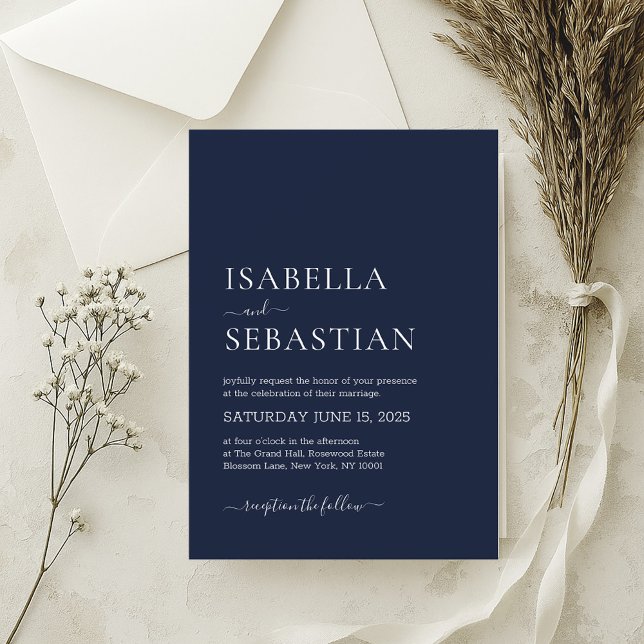 Wedding Simple Midnight Blue Invitation (Creator Uploaded)