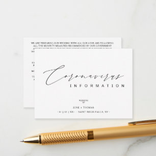 Wedding Simple Minimalist Coronavirus Information Enclosure Card