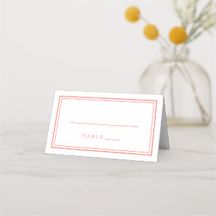 Wedding Simple Minimalist Modern Coral White Place Card
