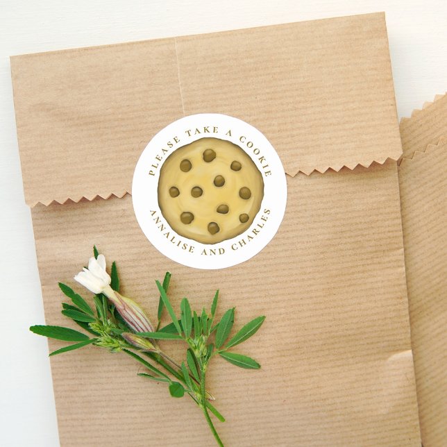 Wedding Simple Minimalist Please Take  a Cookie  Classic Round Sticker (Creator Uploaded)