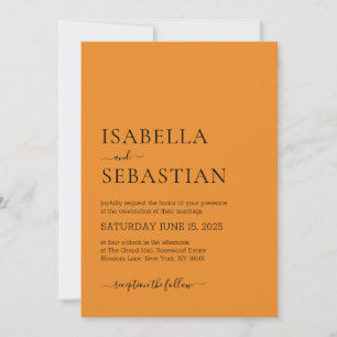 Wedding Simple Modern Dark Orange Invitation