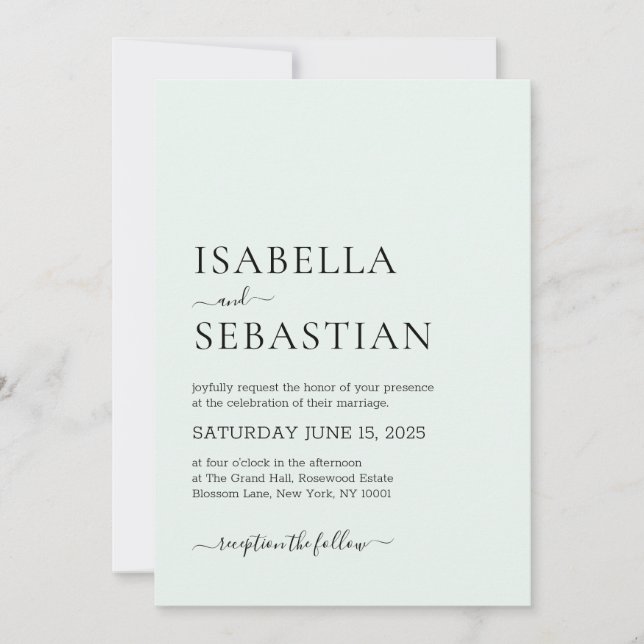 Wedding Simple Modern Honey Dew Invitation (Front)