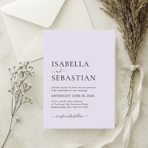 Wedding Simple Modern Lavender Invitation