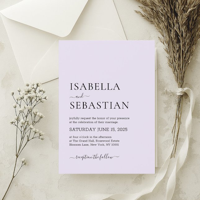 Wedding Simple Modern Lavender Invitation (Creator Uploaded)