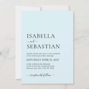 Wedding Simple Modern Light Cyan Invitation