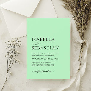 Wedding Simple Modern Pale Green Invitation