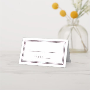 Wedding Simple Modern Purple Cassis White Place Card