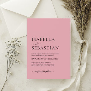 Wedding Simple Pastel Pink Invitation