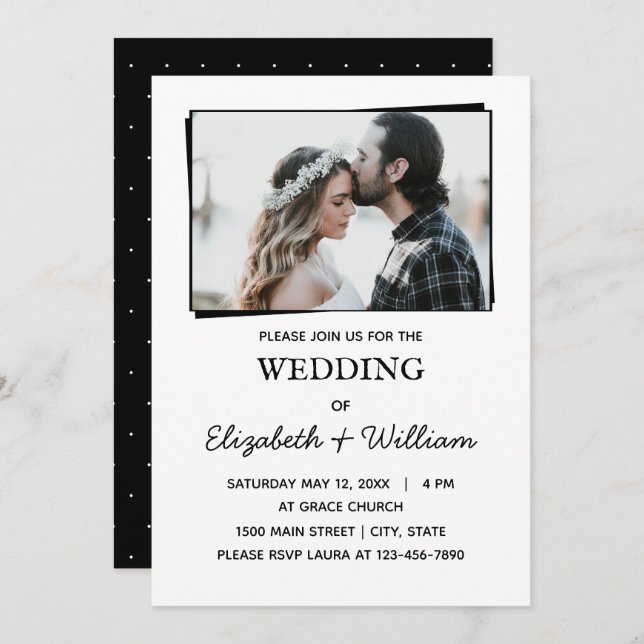 Wedding Simple Photo Elegant Invitation (Front/Back)