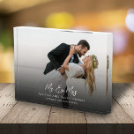 Wedding Simple Photo Minimalist Couple Calligraphy<br><div class="desc">This design features a simple photo picture couple's wedding, a minimalist modern custom names date, a contemporary we're we are engaged, a modern calligraphy script font, a whimsical typography style design, a couple picture custom customised, a minimal basic engaged couple picture, a simplistic elegance gift keepsake, a stylish trendy add...</div>