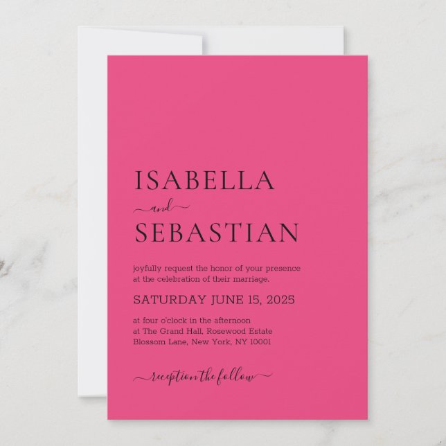 Wedding Simple Rose Red Invitation (Front)