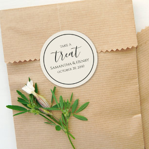 Wedding Simple Sage Calligraphy Script Treat  Classic Round Sticker