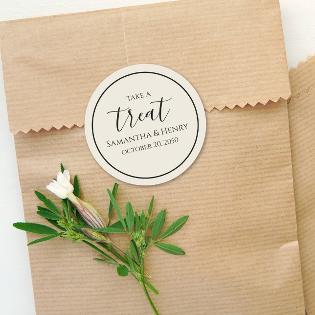 Wedding Simple Sage Calligraphy Script Treat  Classic Round Sticker (Creator Uploaded)