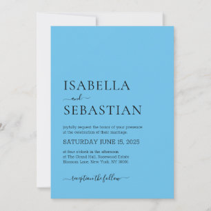 Wedding Simple Sky Blue Invitation