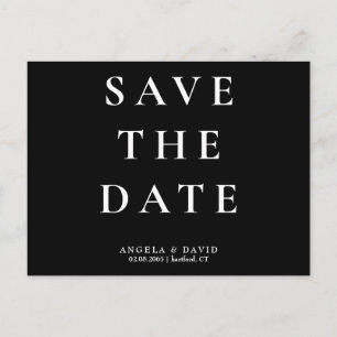 Wedding Simple & Sleek Modern B/W Save the Date II Postcard