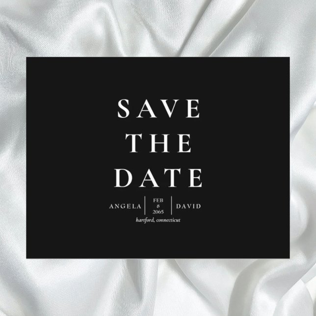 Wedding Simple & Sleek Modern B/W Save the Date Postcard (Creator Uploaded)