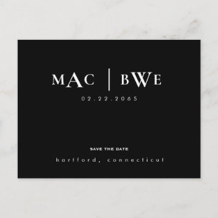 Wedding Simple & Sleek Monogram Save Date  Postcard