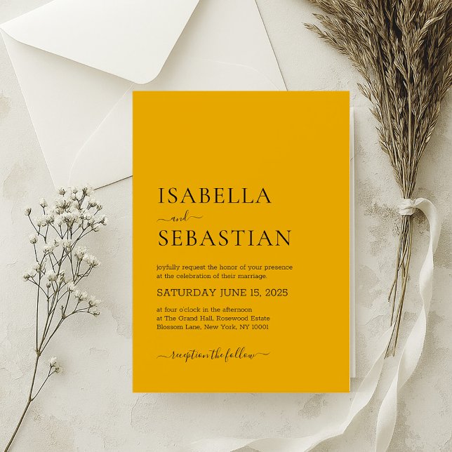 Wedding Simple Sunflower Yellow Invitation (Creator Uploaded)