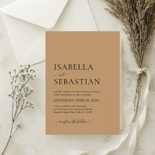 Wedding Simple Tan Brown Invitation