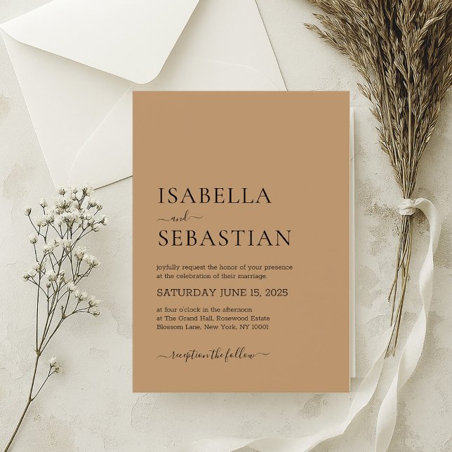 Wedding Simple Tan Brown Invitation (Creator Uploaded)