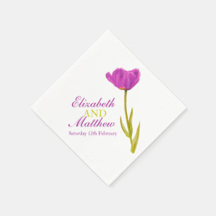 Wedding single purple tulip art named paper napkin