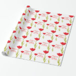Wedding single red tulip art custom wrap wrapping paper<br><div class="desc">Pretty wedding wrapping paper ideal for wrapping a very special gift to the newly weds or for wrapping wedding favours. Beautiful single red tulip watercolor art. Customise with bride and grooms name and wedding date. Ideal for a spring or tulip flower wedding. Uniquely painted in watercolor and designed by Sarah...</div>