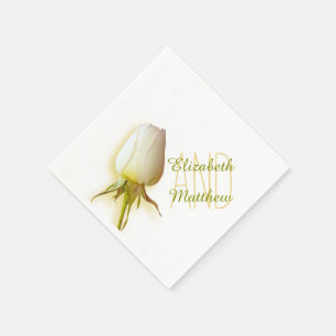 Wedding single white rose named paper napkin