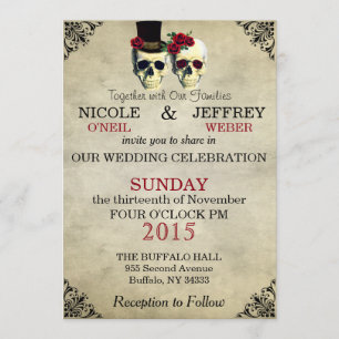 Wedding Skeleton Skulls Invitation